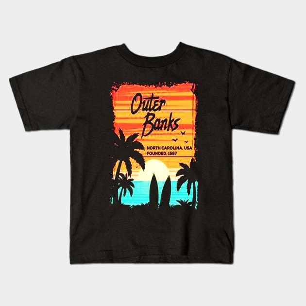 Outer Banks North Carolina Kids T-Shirt by nahuelfaidutti